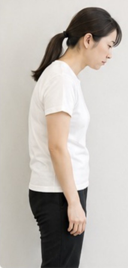 施術前の横向き姿勢(30代女性)