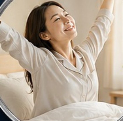 朝すっきり目覚める女性