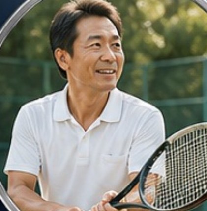 テニスを楽しむ男性